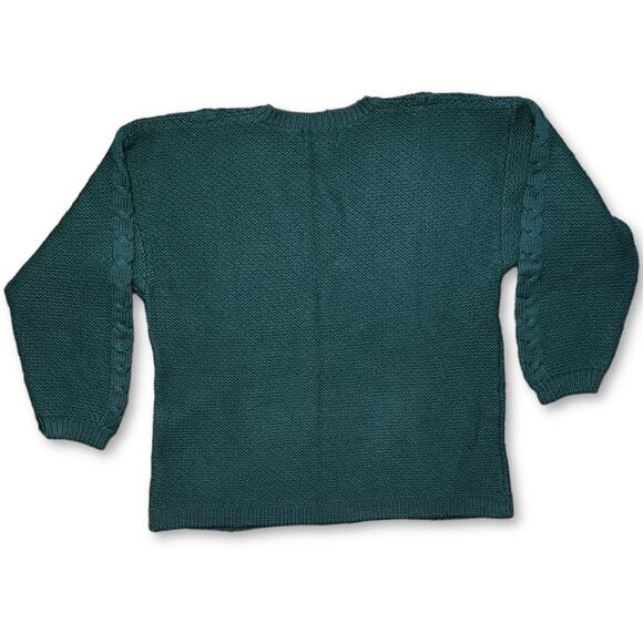 Vintage Chunky Wool Blend Green Grandpa Sweater Large Eddie Bauer - Picture 2 of 6